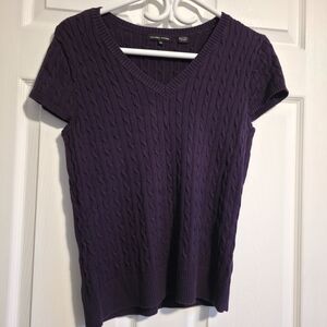 Jeanne Pierre Rich Purple Cable Knit Sweater